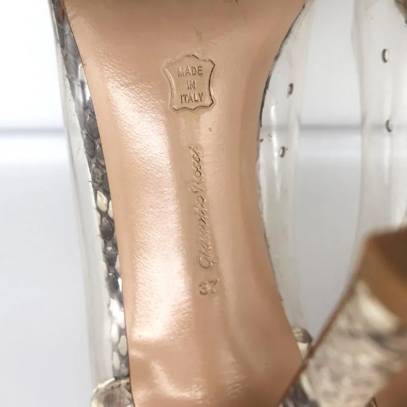 Gianvito Rossi Plexi Pumps Python & PVC Size 37 Pointed Toe Heels