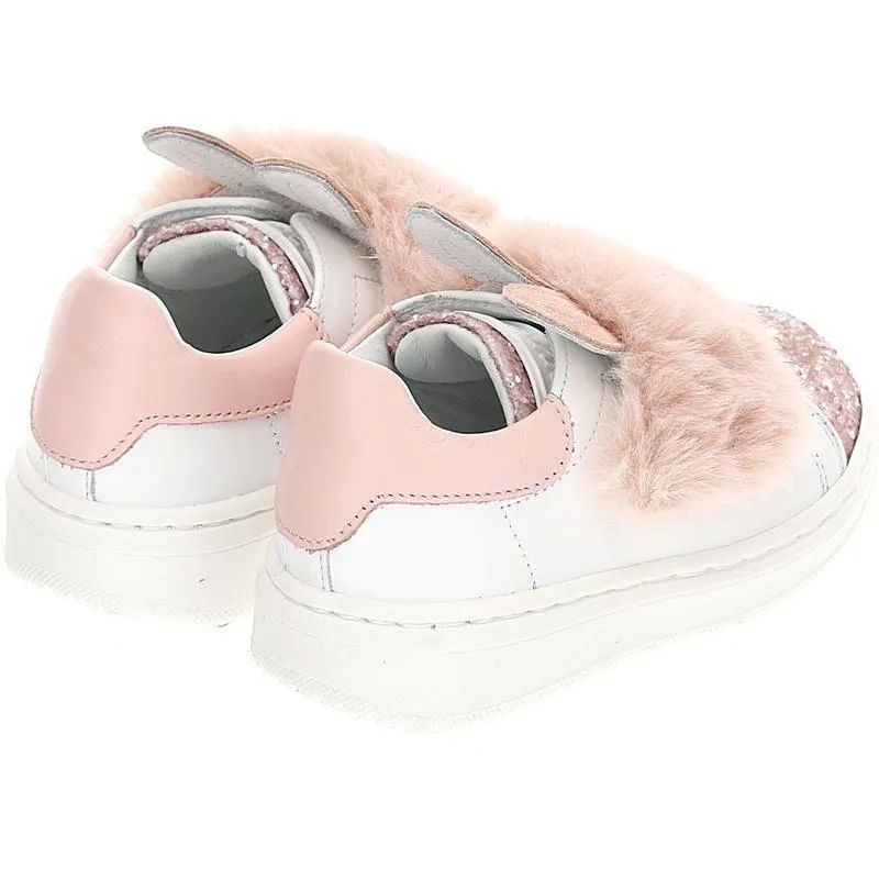 Girls White & Pink Bunny Trainers