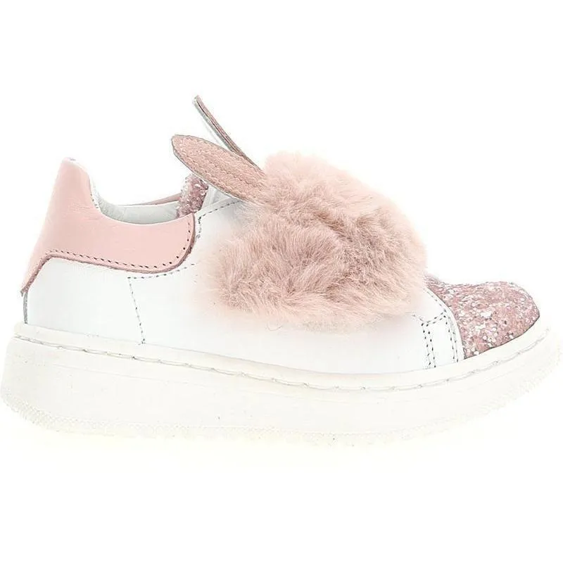 Girls White & Pink Bunny Trainers