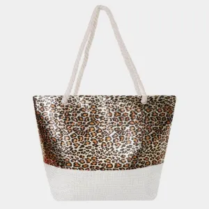 Glitter Leopard Gold Patterned Beach Tote Bag