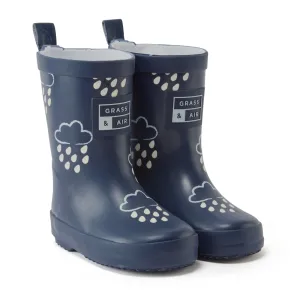 Grass & Air - Navy Colour-Revealing Kids Wellies