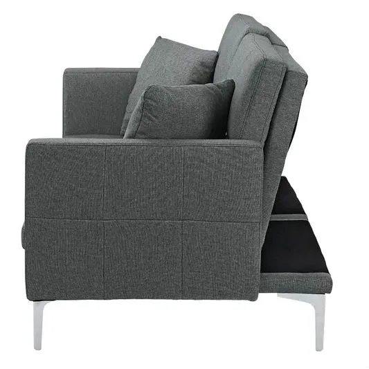 Grey Linen Split-Back Modern Sleeper Sofa Couch
