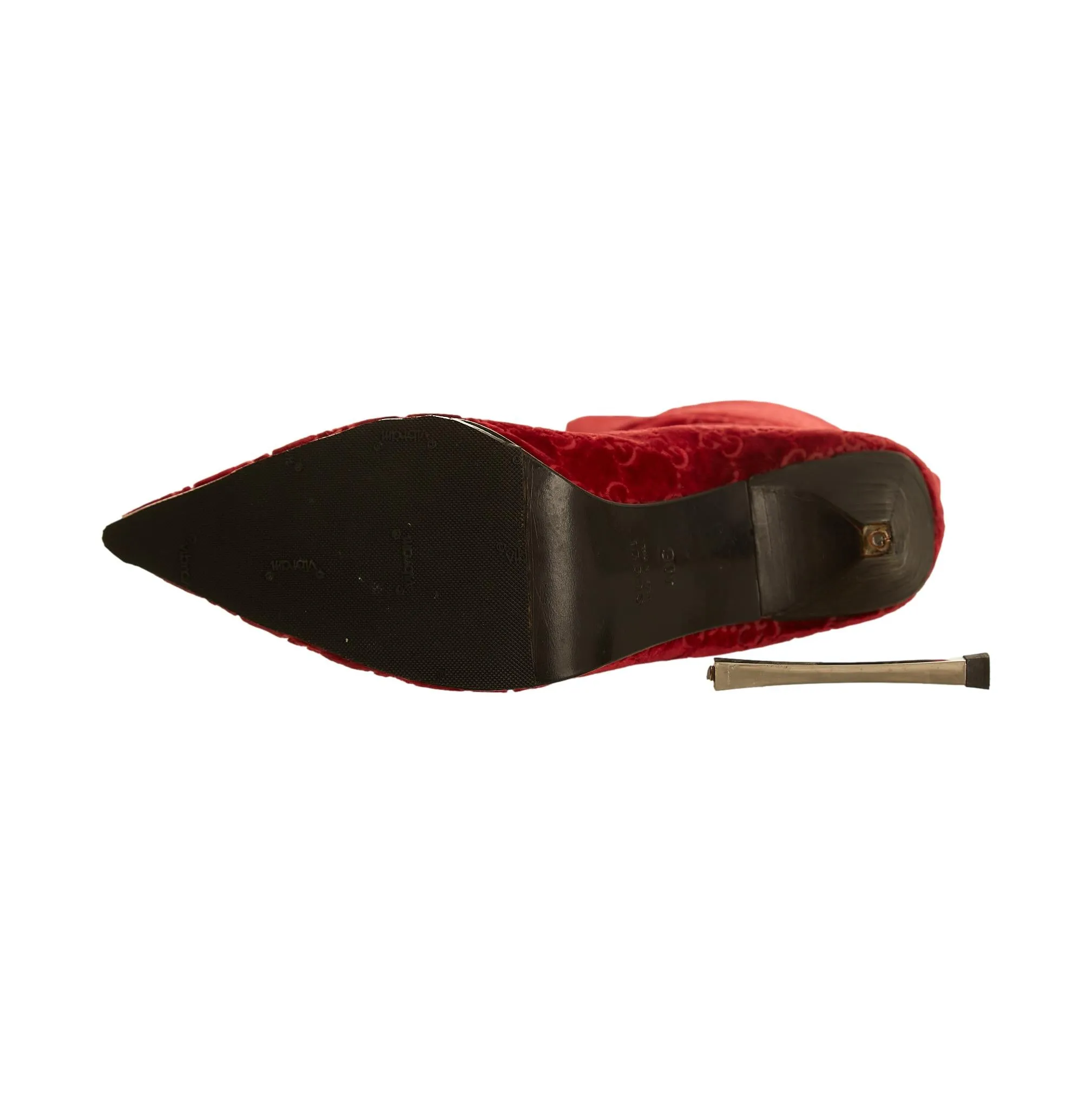 Gucci Red Velour Logo Boots