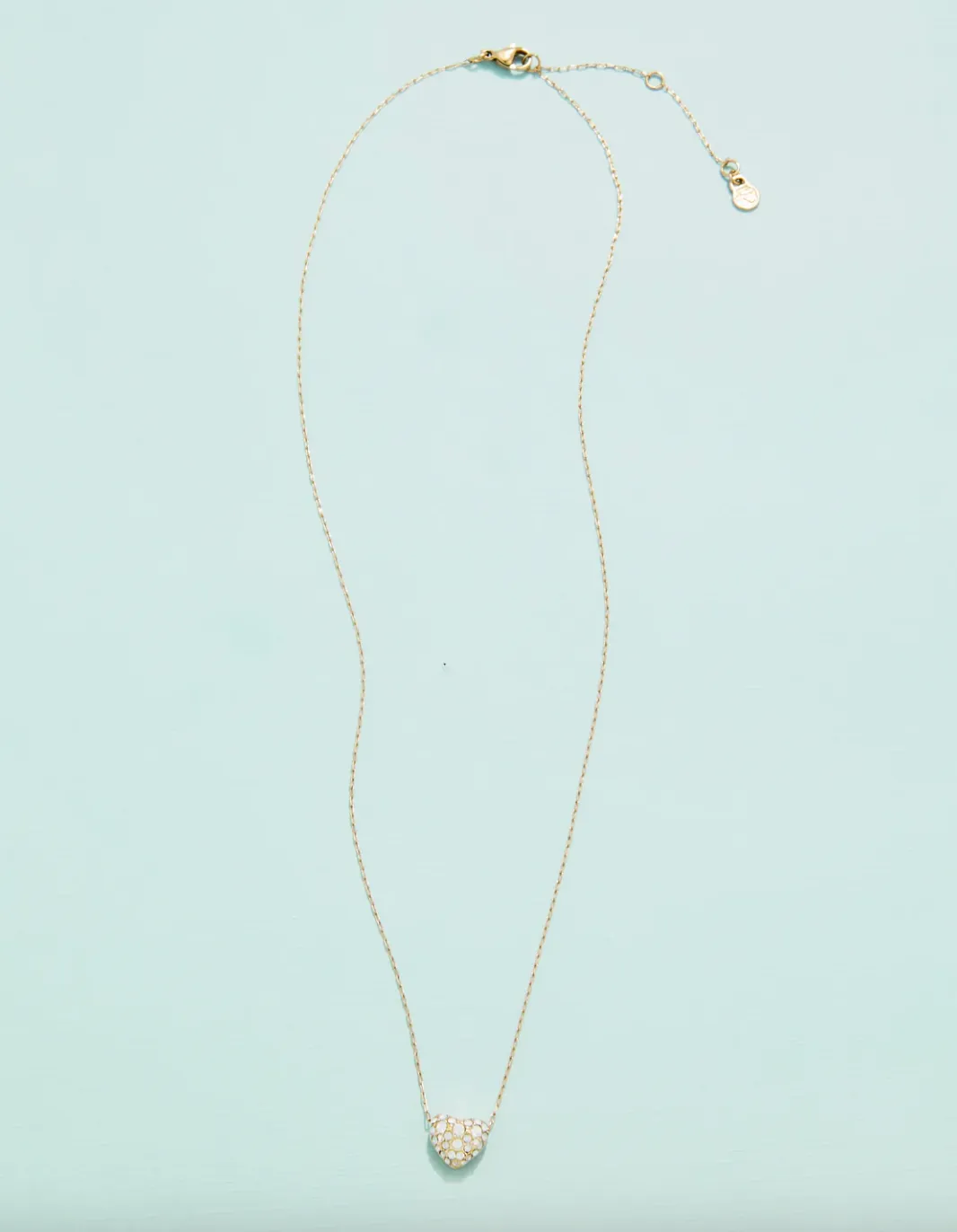 Heart Necklace 17" White Opal
