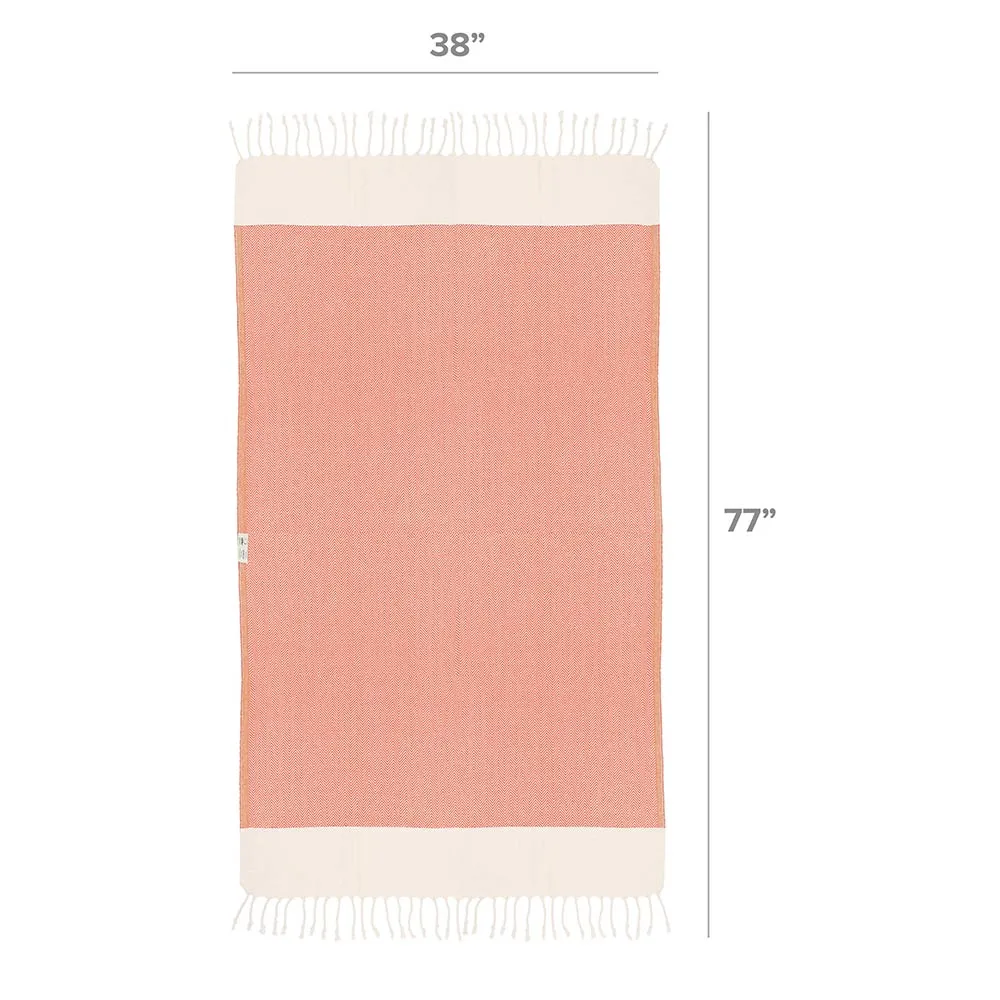 Herringbone Turkish Towel & Peshtemal Beach Towel - Orange