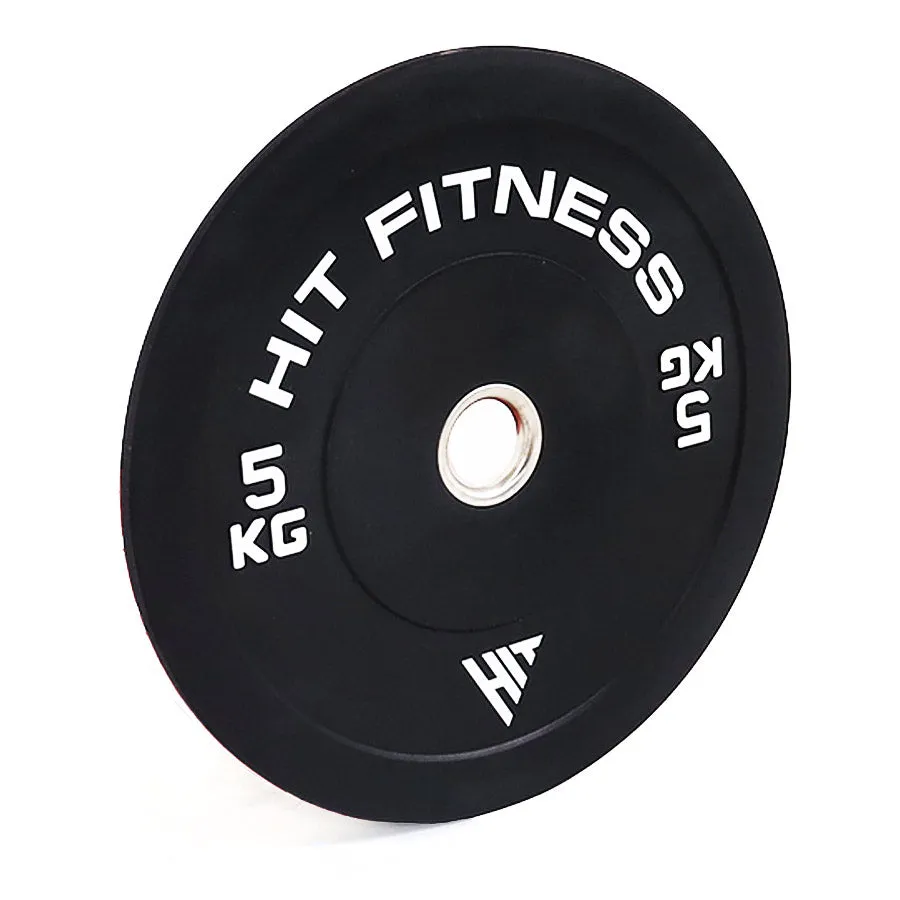 Hit Fitness 5kg Commercial Black Rubber Bumper Plate