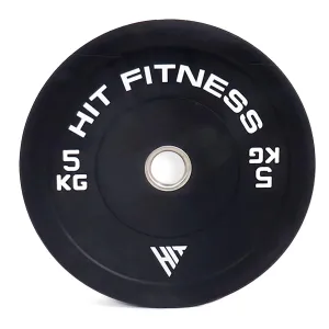 Hit Fitness 5kg Commercial Black Rubber Bumper Plate