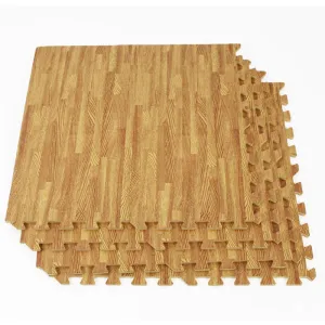 Hit Fitness Wood Effect Interlocking Mat 4 Piece | 60 cm2 x 1 cm