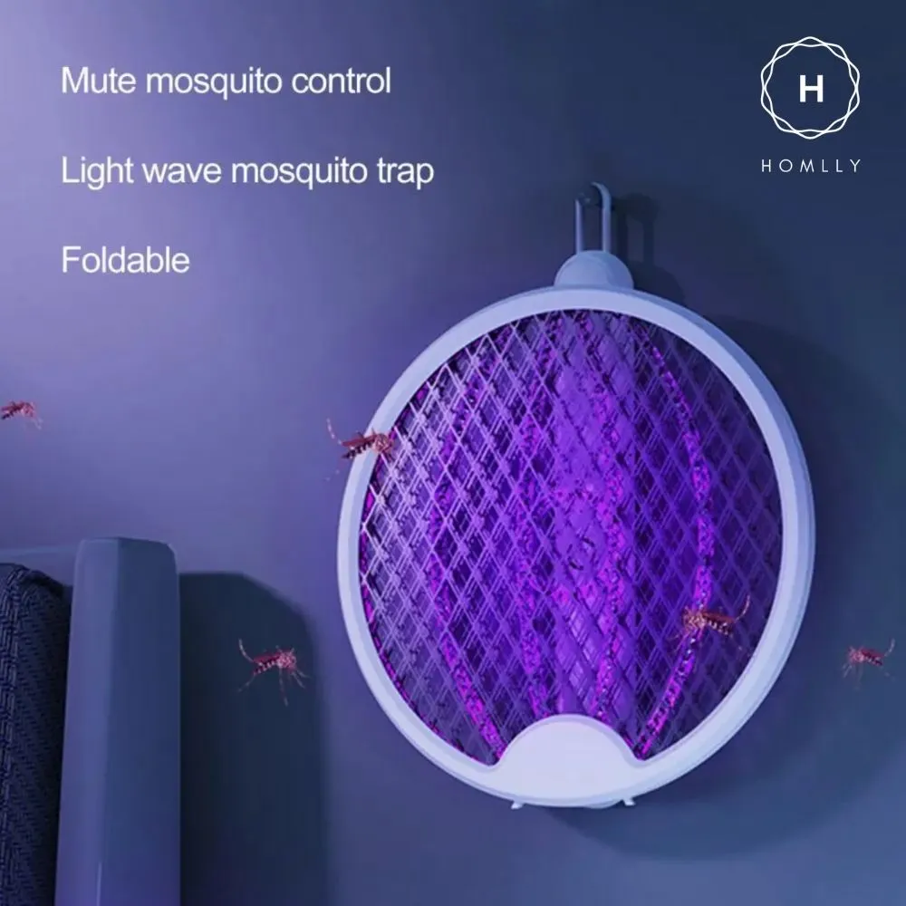 Homlly 2 in 1 Rechargeable Electric Fly Mosquito Foldable Swatter Lamp Zapper