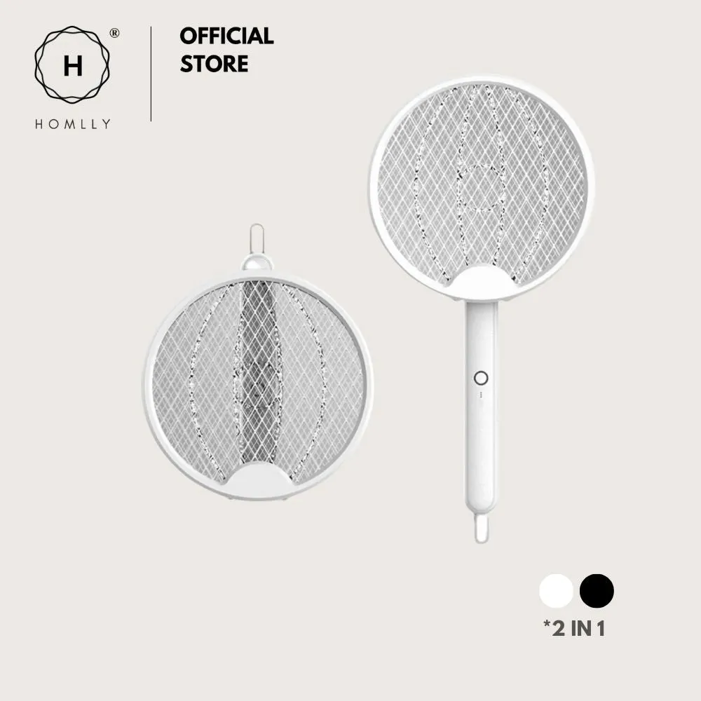 Homlly 2 in 1 Rechargeable Electric Fly Mosquito Foldable Swatter Lamp Zapper