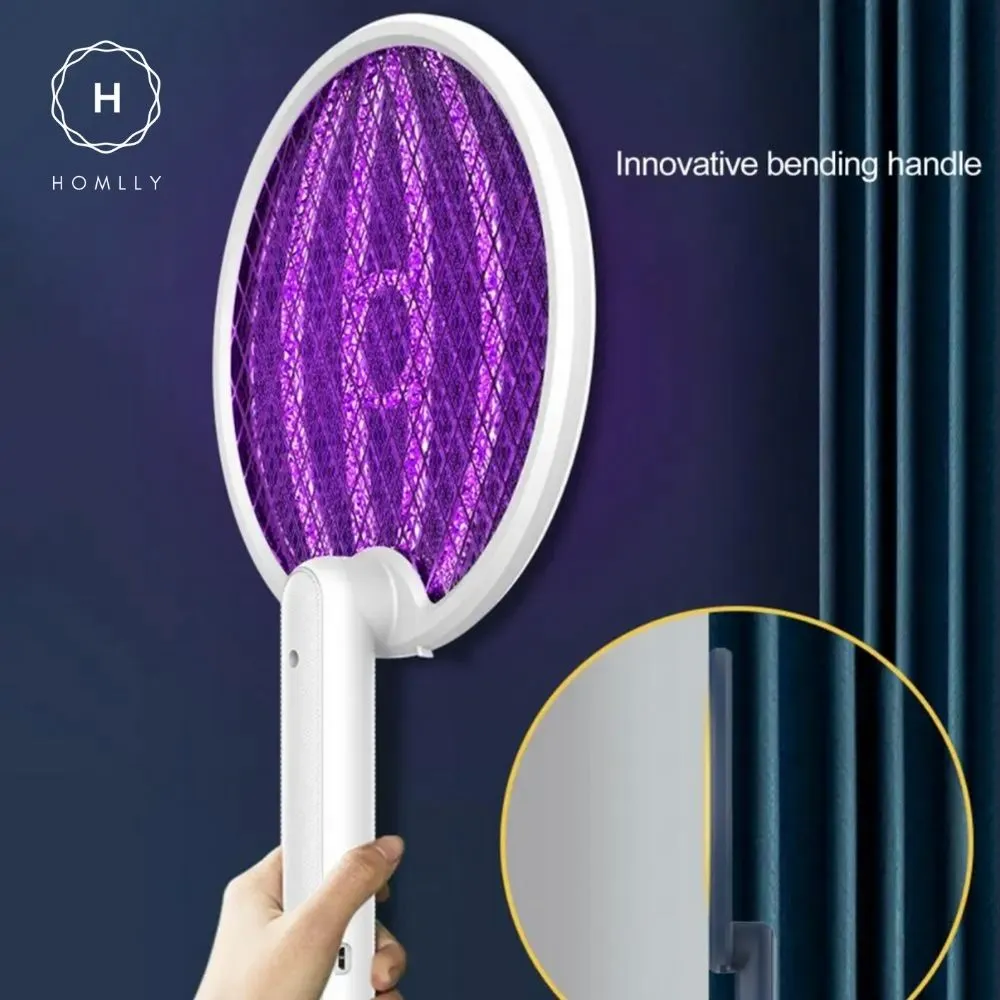 Homlly 2 in 1 Rechargeable Electric Fly Mosquito Foldable Swatter Lamp Zapper