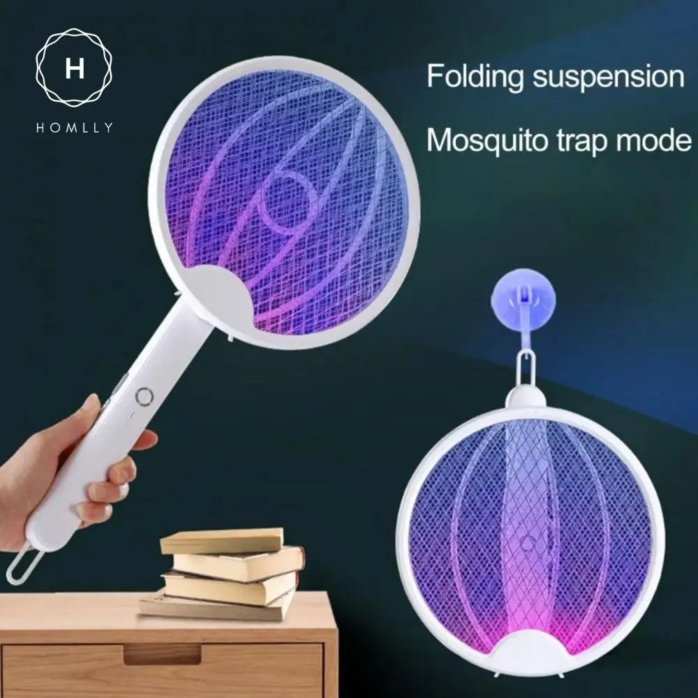 Homlly 2 in 1 Rechargeable Electric Fly Mosquito Foldable Swatter Lamp Zapper