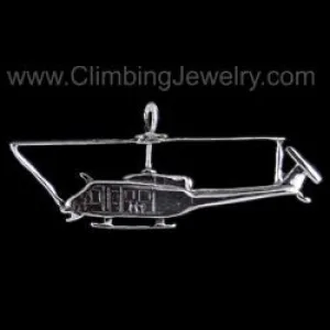 Huey Helicopter Pendant - Sterling Silver - Rock Climbing Jewelry