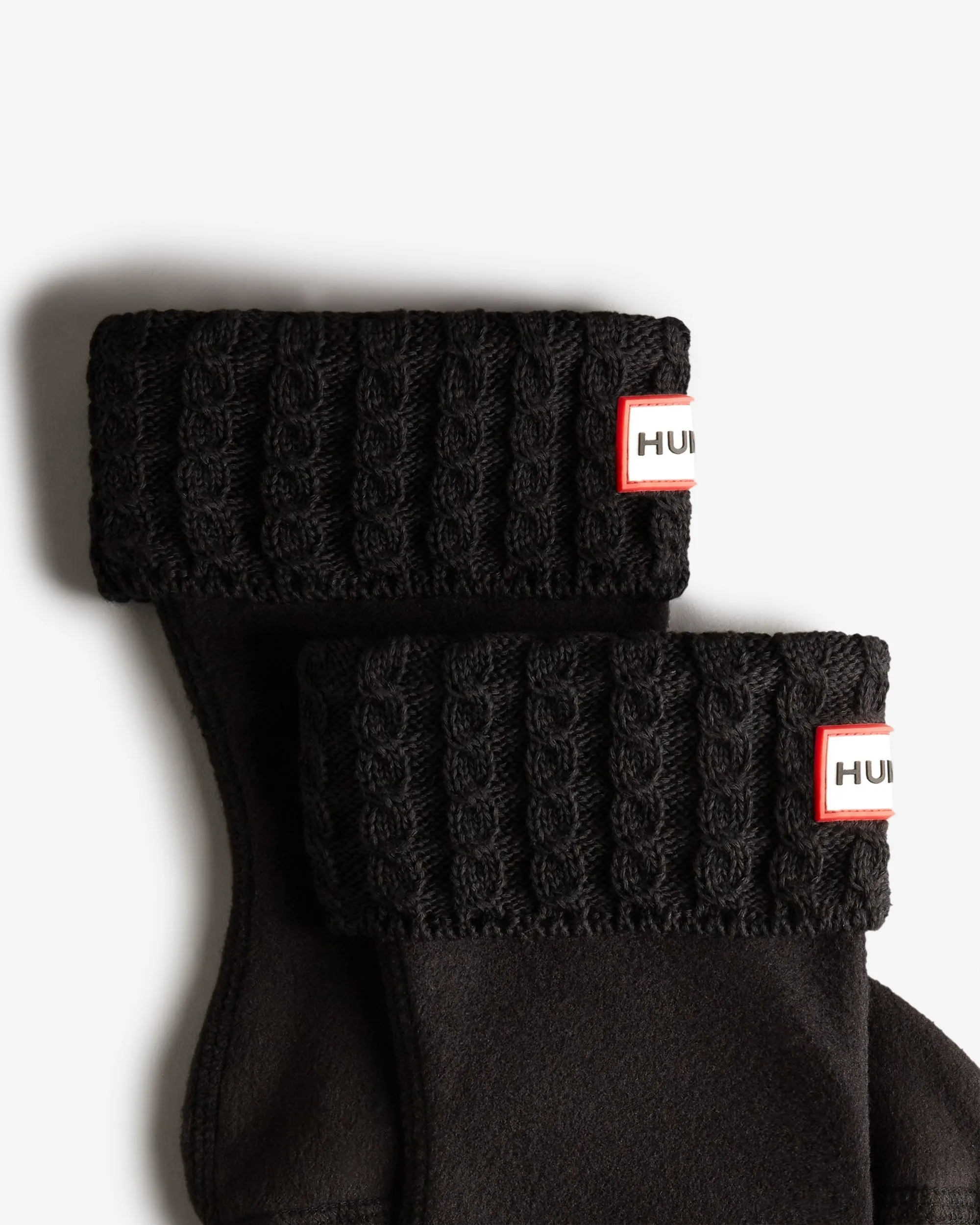 Hunter - Kids Recycled Mini Cable Knitted Cuff Boot Socks - Black