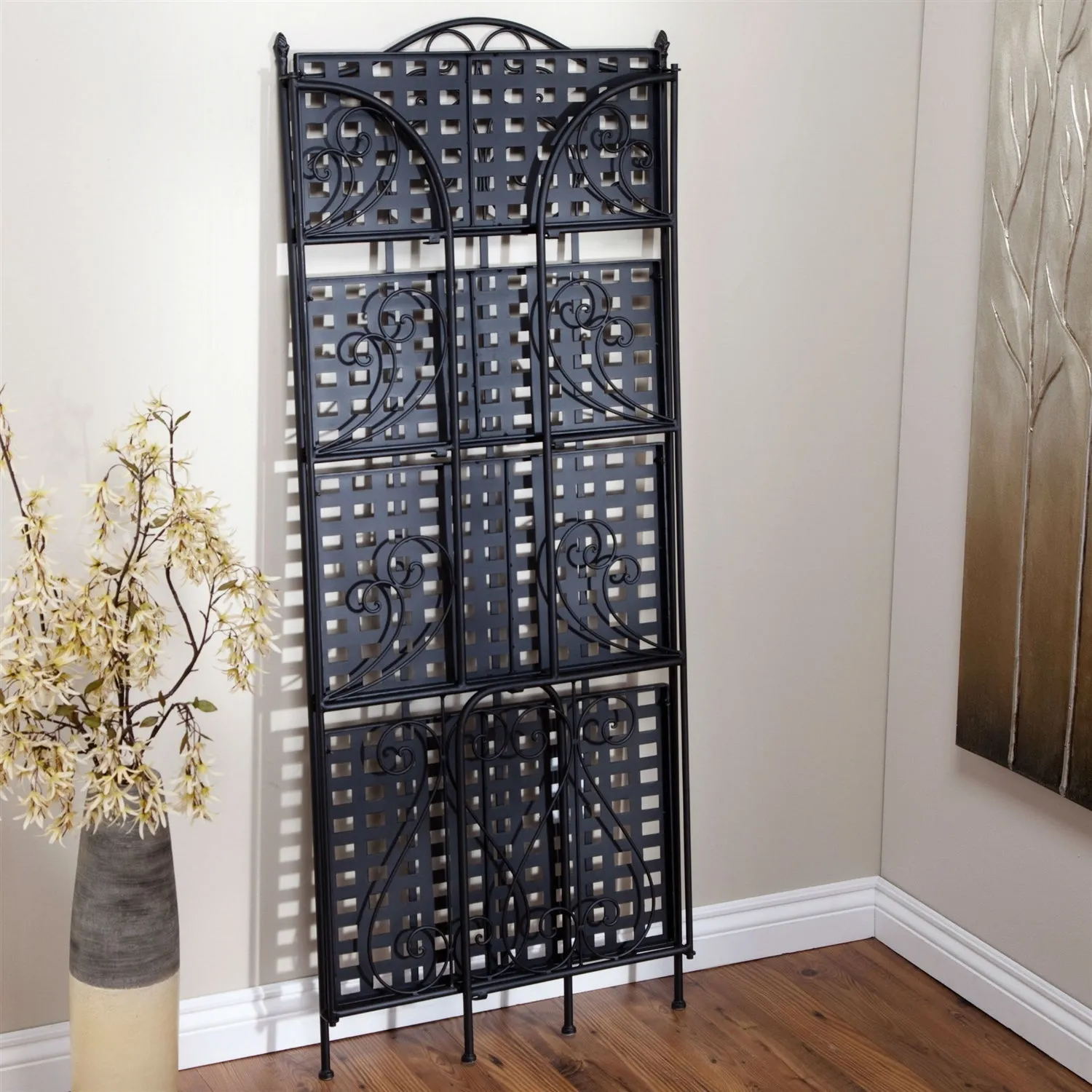 Indoor / Outdoor  Folding Metal Bakers Rack Plant Stand with 4 Shelves