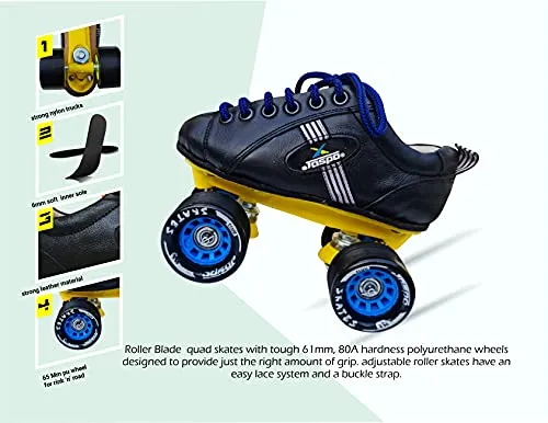 Jaspo pro-10 Quad Shoe Skates (Blue, 6 UK(Foot Length 25.1 cms))