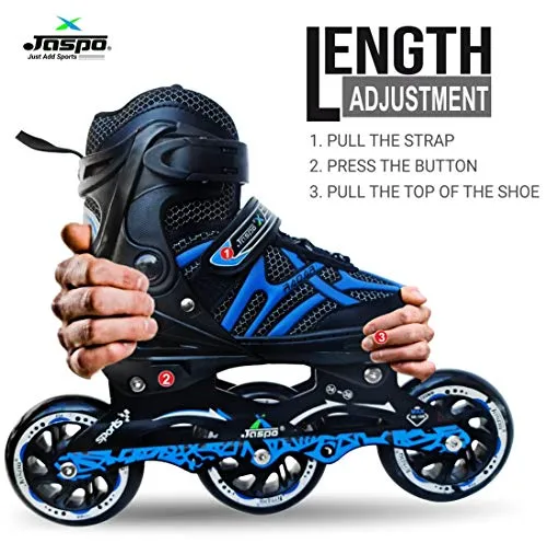 JASPO Radar Hydra-MAX Adjustable Inline Shoe Skates for All Age Groups (Blue, Medium (1-4 UK))