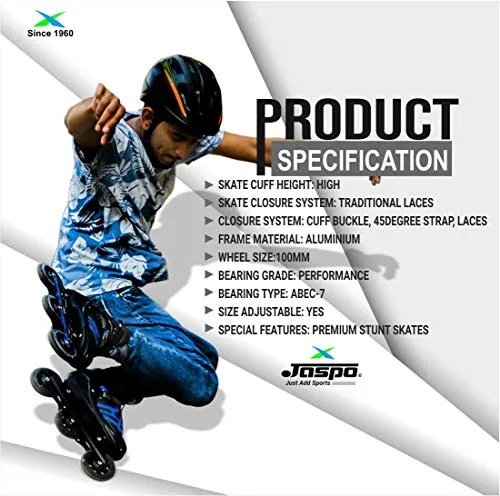 JASPO Radar Hydra-MAX Adjustable Inline Shoe Skates for All Age Groups (Blue, Medium (1-4 UK))