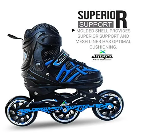 JASPO Radar Hydra-MAX Adjustable Inline Shoe Skates for All Age Groups (Blue, Medium (1-4 UK))