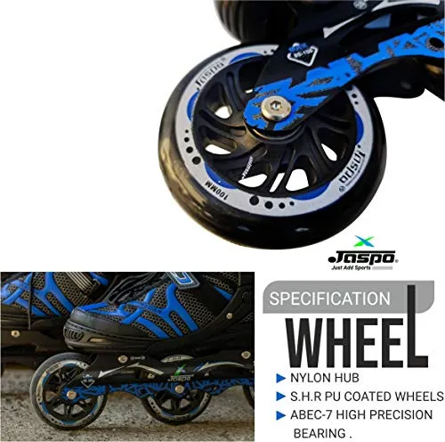 JASPO Radar Hydra-MAX Adjustable Inline Shoe Skates for All Age Groups (Blue, Medium (1-4 UK))