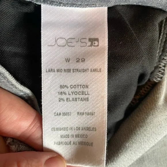 JOE'S NWT Flawless Lara Mid Rise Straight Ankle Gray Raw Hem Y2K Denim Jeans 29
