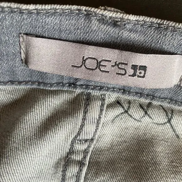 JOE'S NWT Flawless Lara Mid Rise Straight Ankle Gray Raw Hem Y2K Denim Jeans 29