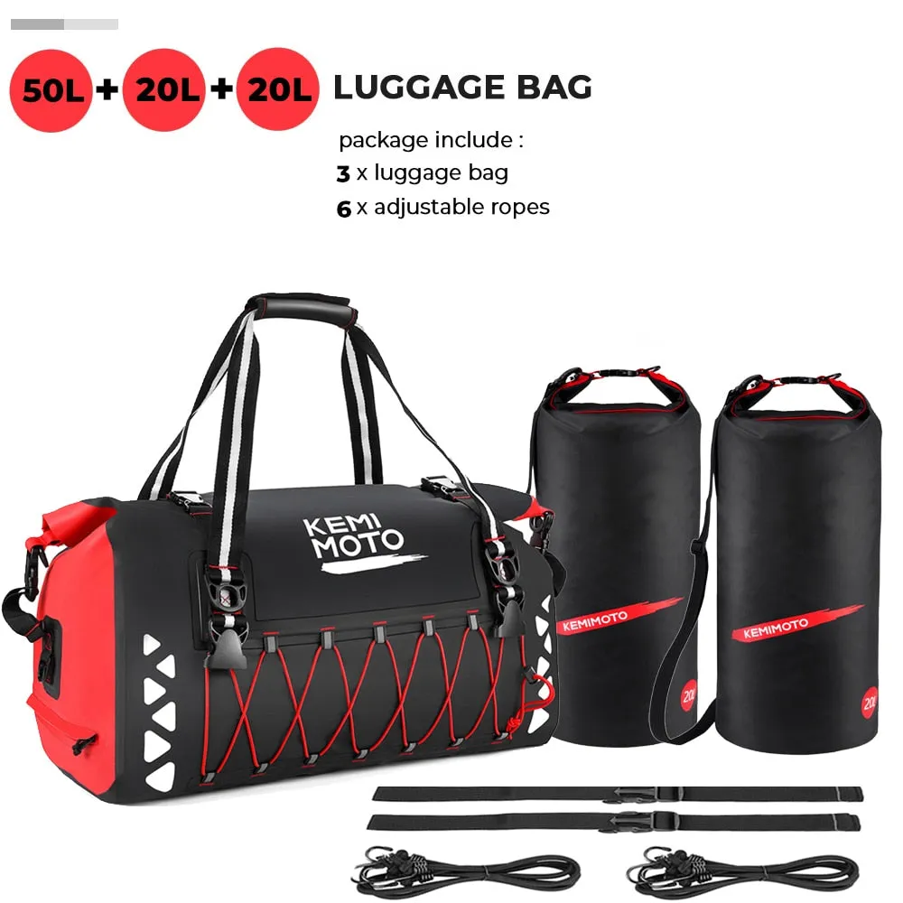 KEMIMOTO Motorcycle Bag Waterproof PVC Tail Bags Reflective Tail Duffle Bag Saddle Dry Luggage Outdoor Bag For  BMW For Yamaha