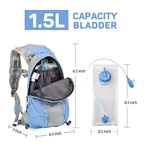 KUYOU Hydration Pack for Kids Water Backpack with Hydration Bladder (Blue)