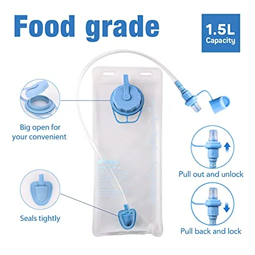 KUYOU Hydration Pack for Kids Water Backpack with Hydration Bladder (Blue)