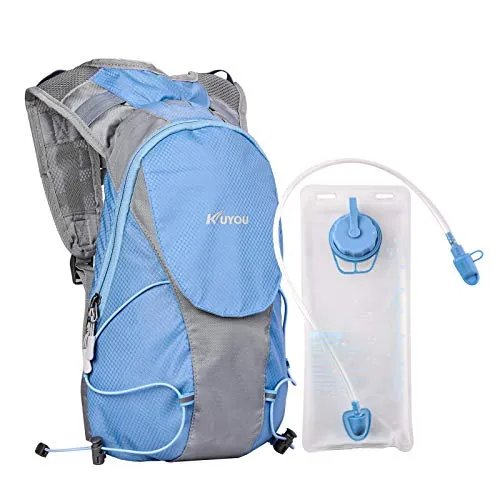 KUYOU Hydration Pack for Kids Water Backpack with Hydration Bladder (Blue)