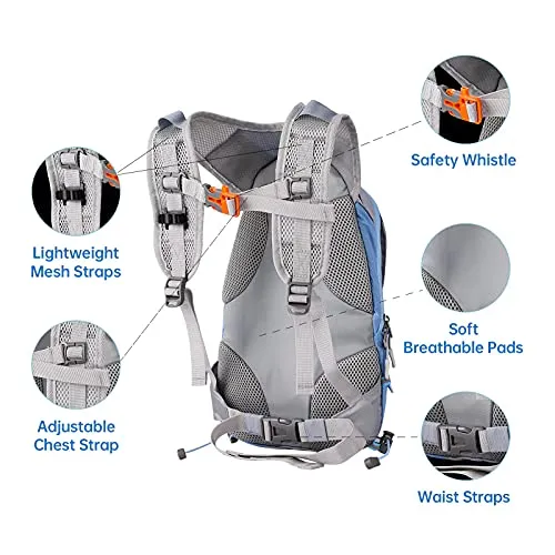 KUYOU Hydration Pack for Kids Water Backpack with Hydration Bladder (Blue)
