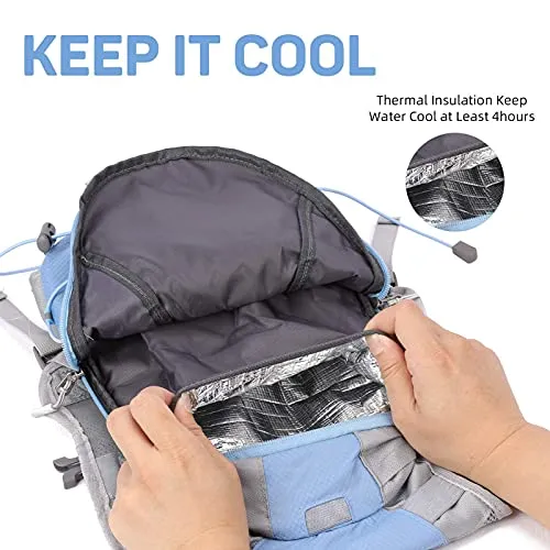 KUYOU Hydration Pack for Kids Water Backpack with Hydration Bladder (Blue)