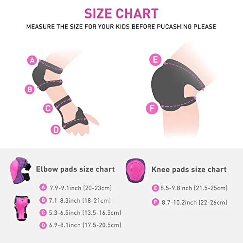 KUYOU Kids Knee Pads and Elbow Pads Set Ages 3-7 Toddler 6 in 1 Protective Gear Set Safety Gear for Roller Skates Cycling BMX Bike Skateboard Inline Skatings Scooter Riding Sports for Boys Girls