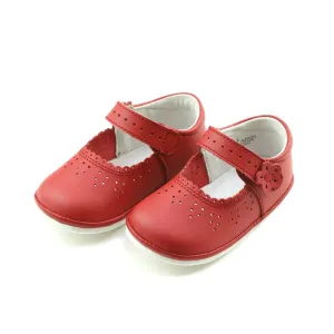 L’Amour Mia Scalloped Leather Mary Jane - Red