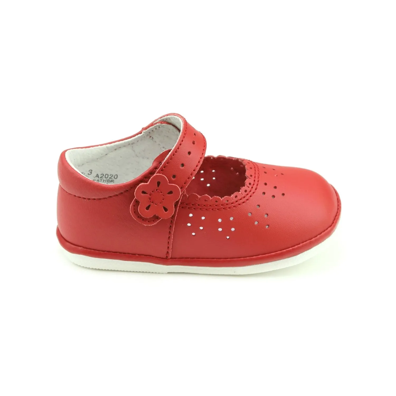 L’Amour Mia Scalloped Leather Mary Jane - Red