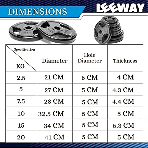 LEEWAY Professional Regular Metal Integrated Olympic Rubber Weight Plates| Rubber Weight| Spare Gym Weight Plates for Strength Training| Olympic Weight (Regular-31 mm Hole Dia, 5 kg Set (2.5kg x 2))