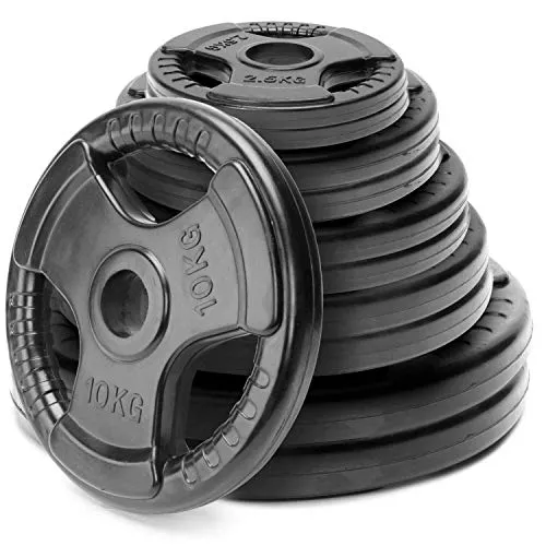 LEEWAY Professional Regular Metal Integrated Olympic Rubber Weight Plates| Rubber Weight| Spare Gym Weight Plates for Strength Training| Olympic Weight (Regular-31 mm Hole Dia, 5 kg Set (2.5kg x 2))