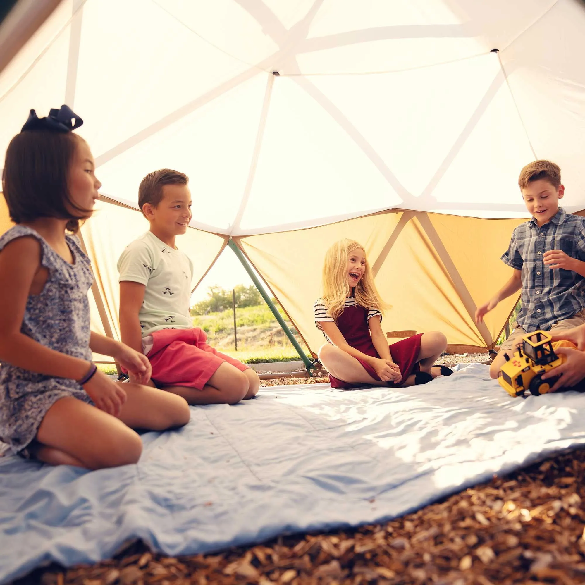 Lifetime Kid's Outdoor 5 ft. H x 10 ft. W Dome Climber w/Canopy, Green and Brown (90612) - display_model