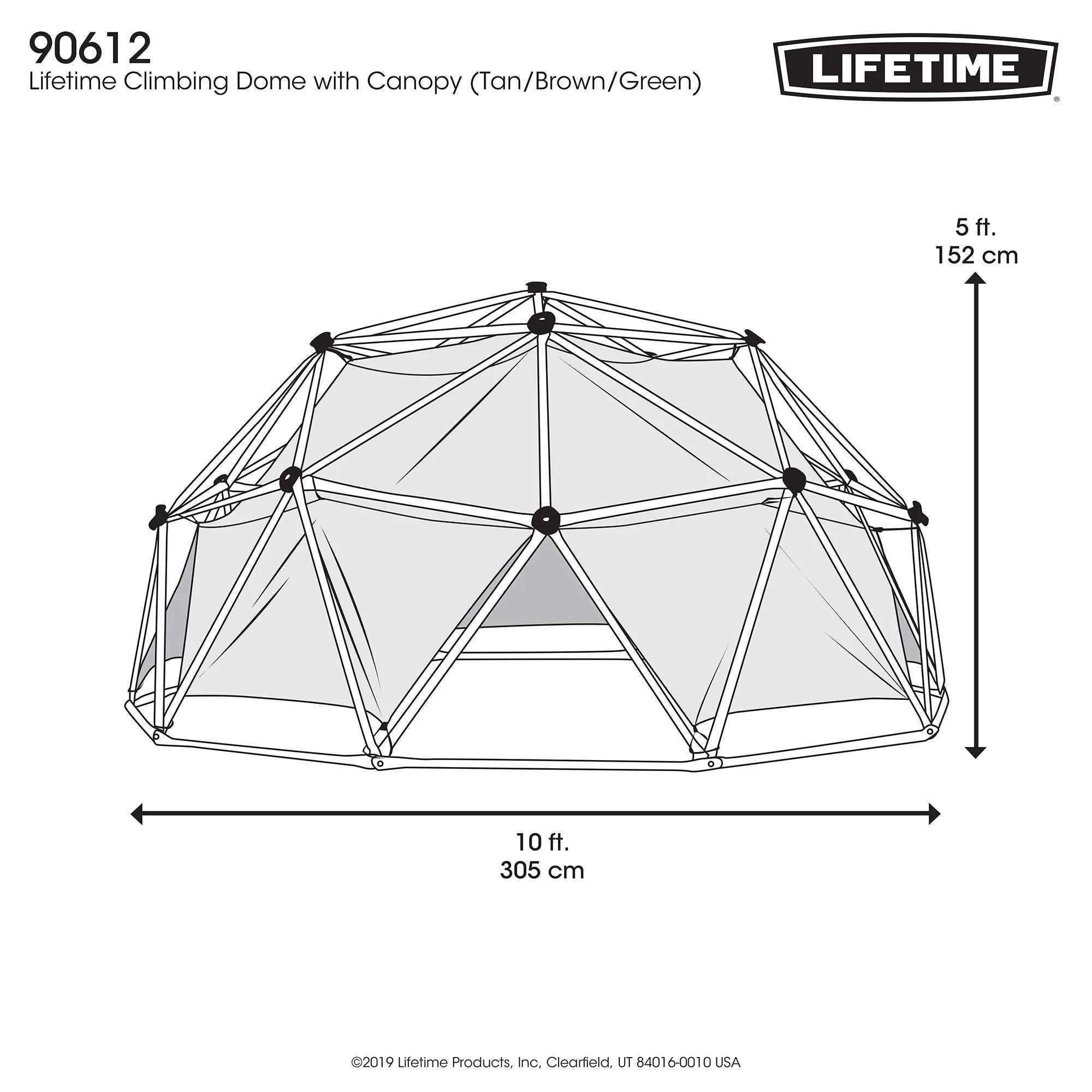 Lifetime Kid's Outdoor 5 ft. H x 10 ft. W Dome Climber w/Canopy, Green and Brown (90612) - display_model