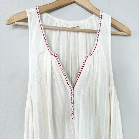 Love Sam Alison Floral Embroidered Shift Dress Ivory Fuchsia