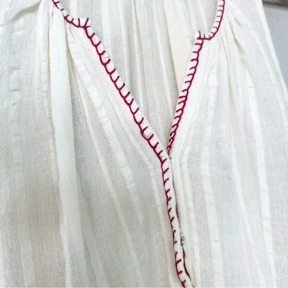 Love Sam Alison Floral Embroidered Shift Dress Ivory Fuchsia