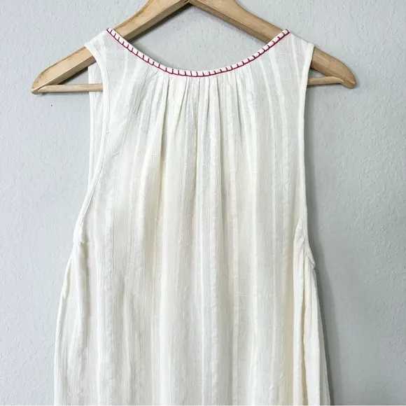 Love Sam Alison Floral Embroidered Shift Dress Ivory Fuchsia