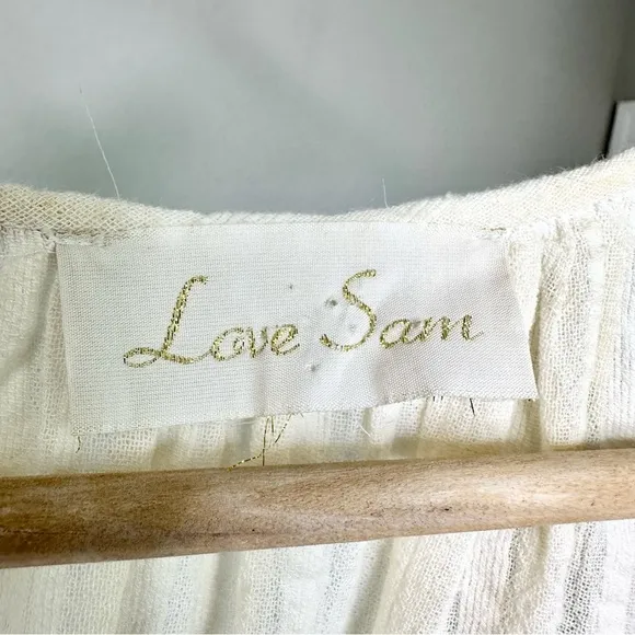 Love Sam Alison Floral Embroidered Shift Dress Ivory Fuchsia