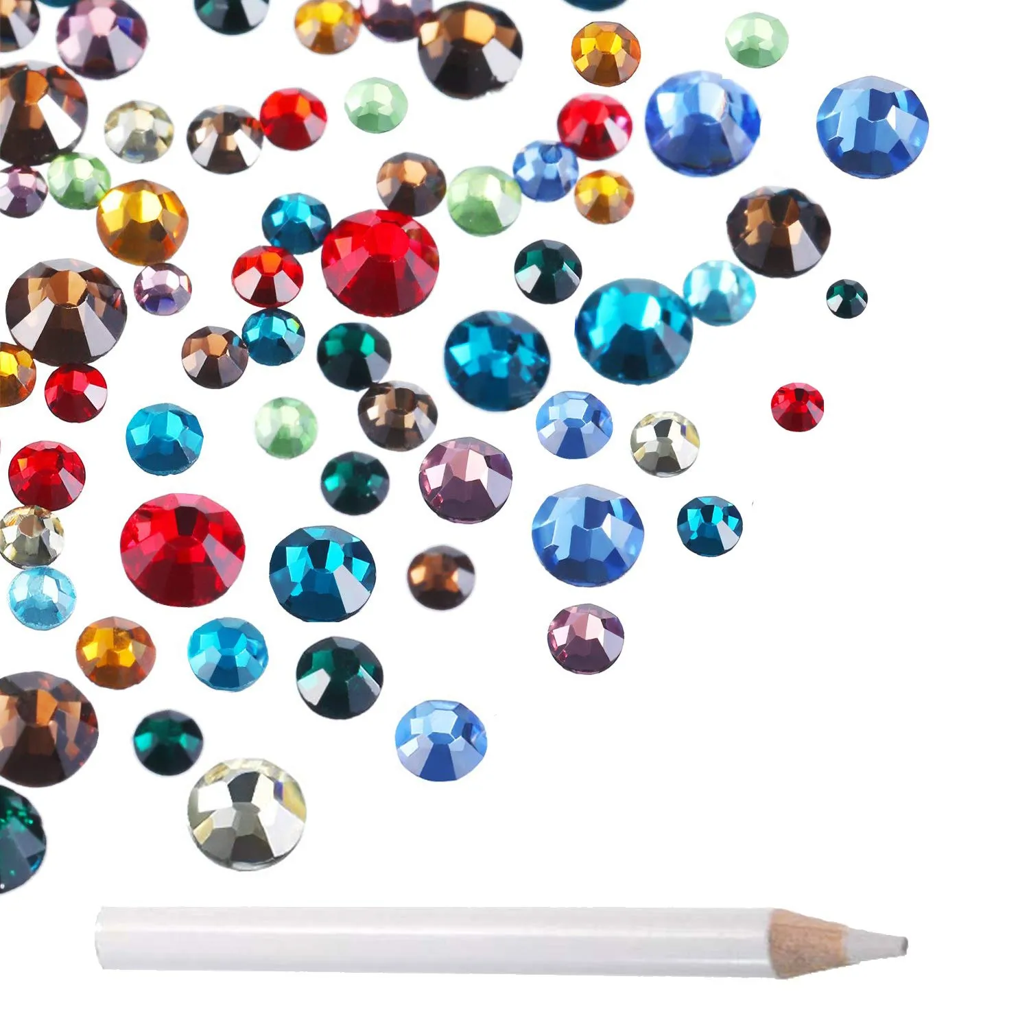 LPBeads 3456 Pieces 6 Sizes Aquamarine Flat Back Round Crystal Rhinestones for Crafts Nails Art Face Makeup Clothes DIY with Pick Up Tweezers and Picking Pen
