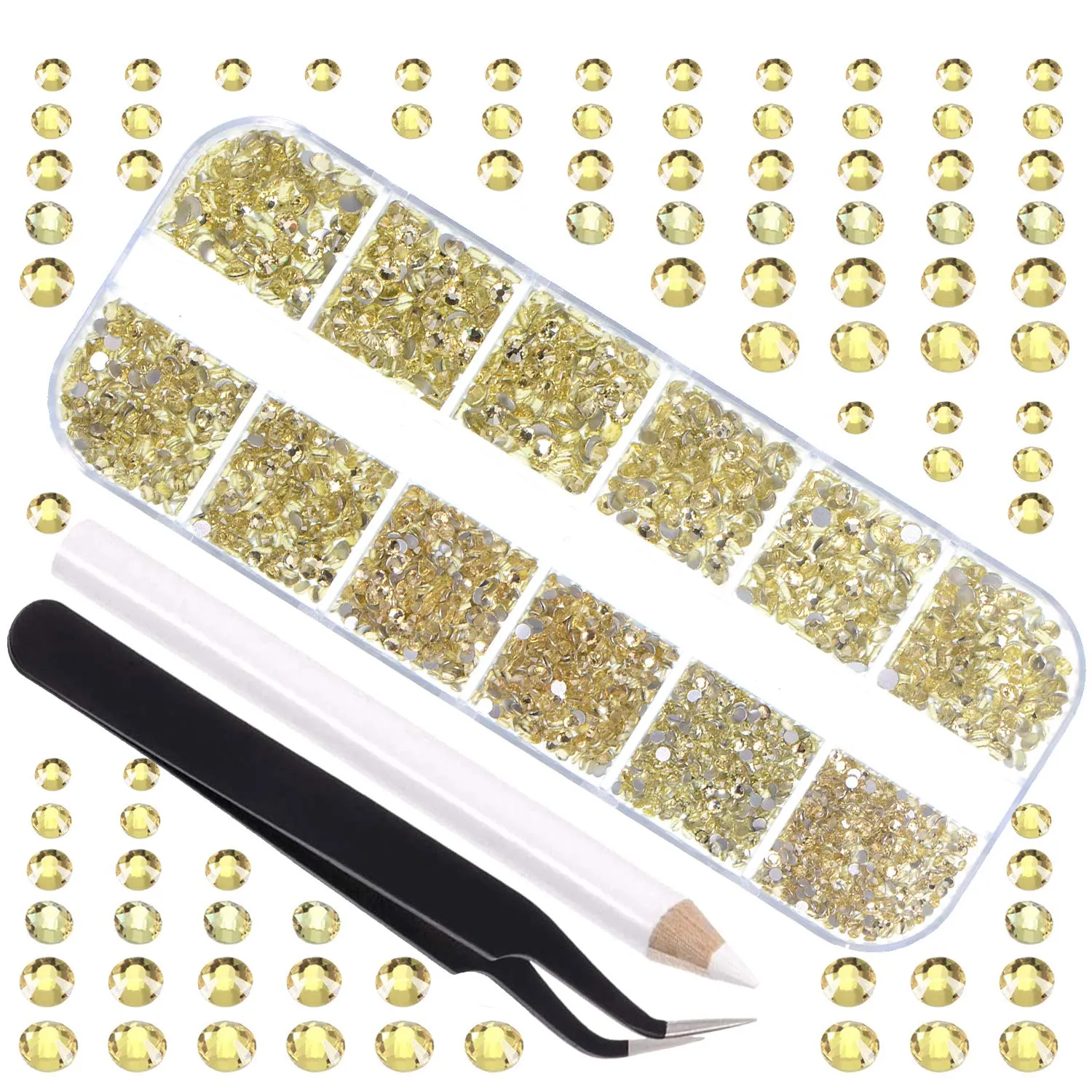 LPBeads 3456 Pieces 6 Sizes Aquamarine Flat Back Round Crystal Rhinestones for Crafts Nails Art Face Makeup Clothes DIY with Pick Up Tweezers and Picking Pen