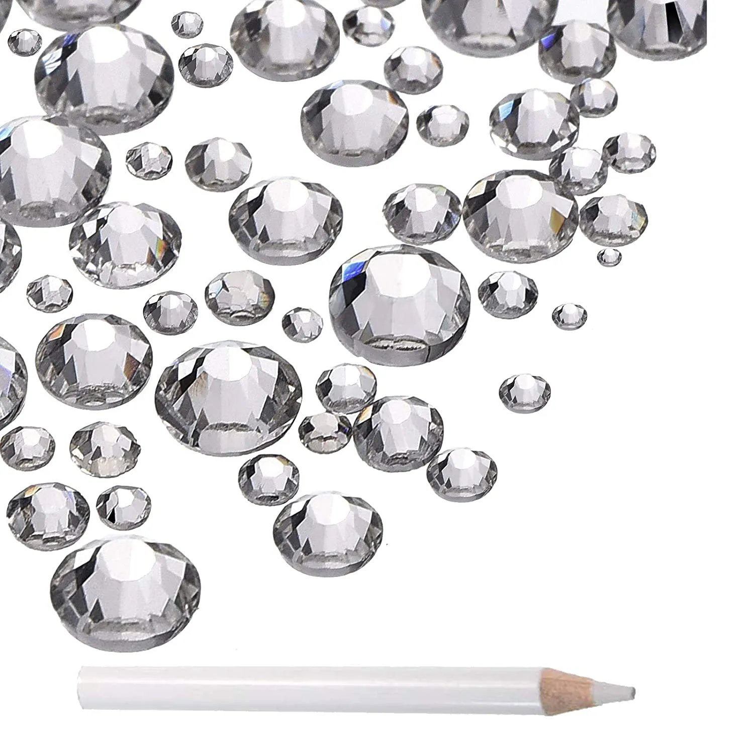LPBeads 3456 Pieces 6 Sizes Aquamarine Flat Back Round Crystal Rhinestones for Crafts Nails Art Face Makeup Clothes DIY with Pick Up Tweezers and Picking Pen