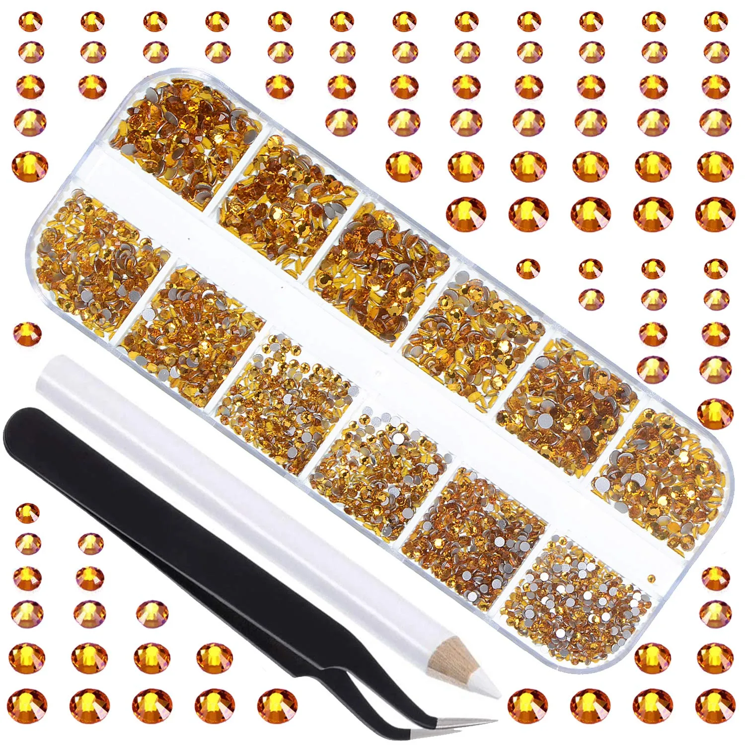 LPBeads 3456 Pieces 6 Sizes Aquamarine Flat Back Round Crystal Rhinestones for Crafts Nails Art Face Makeup Clothes DIY with Pick Up Tweezers and Picking Pen