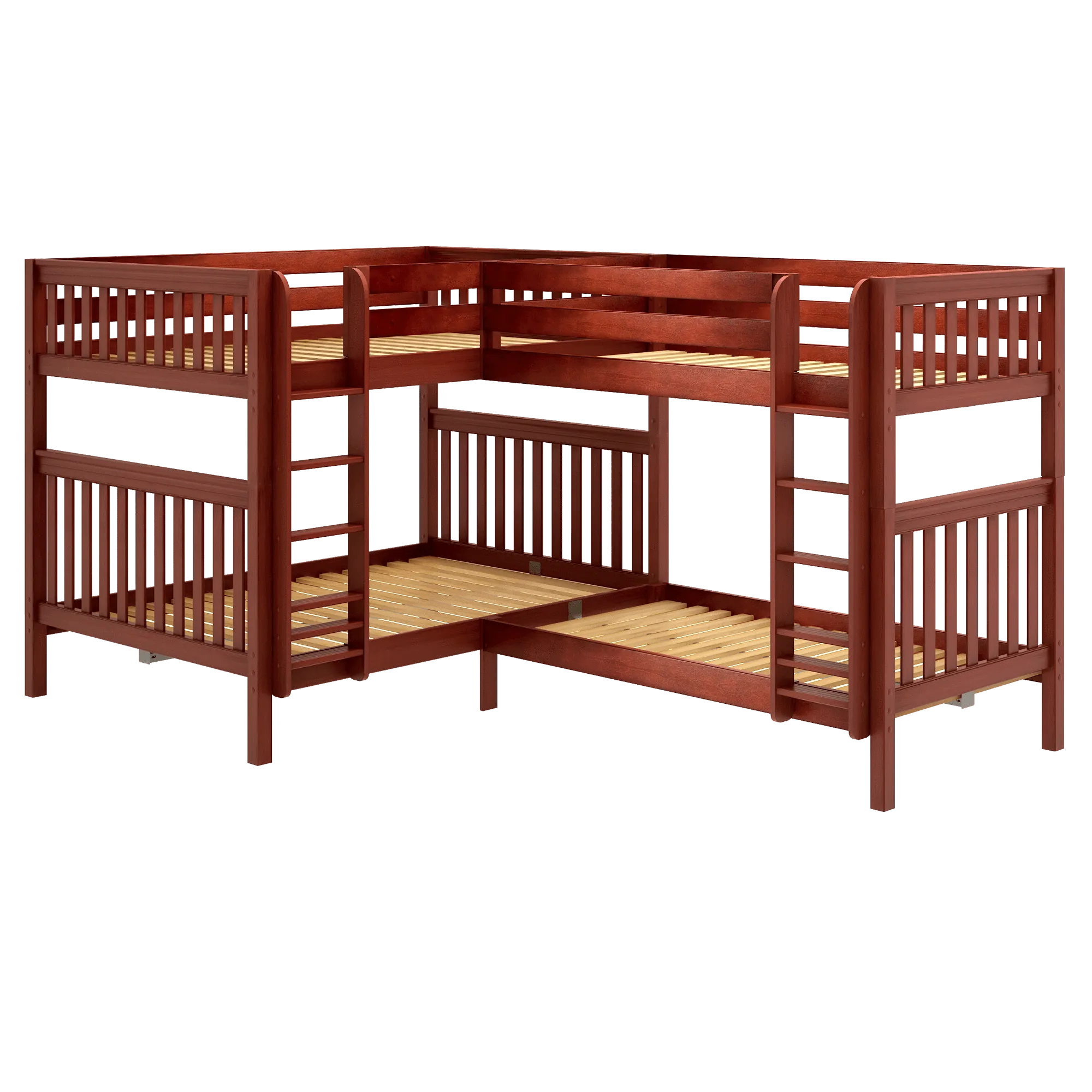 Maxtrix High Corner Bunk Bed - Queen over Queen   Twin XL over Twin XL