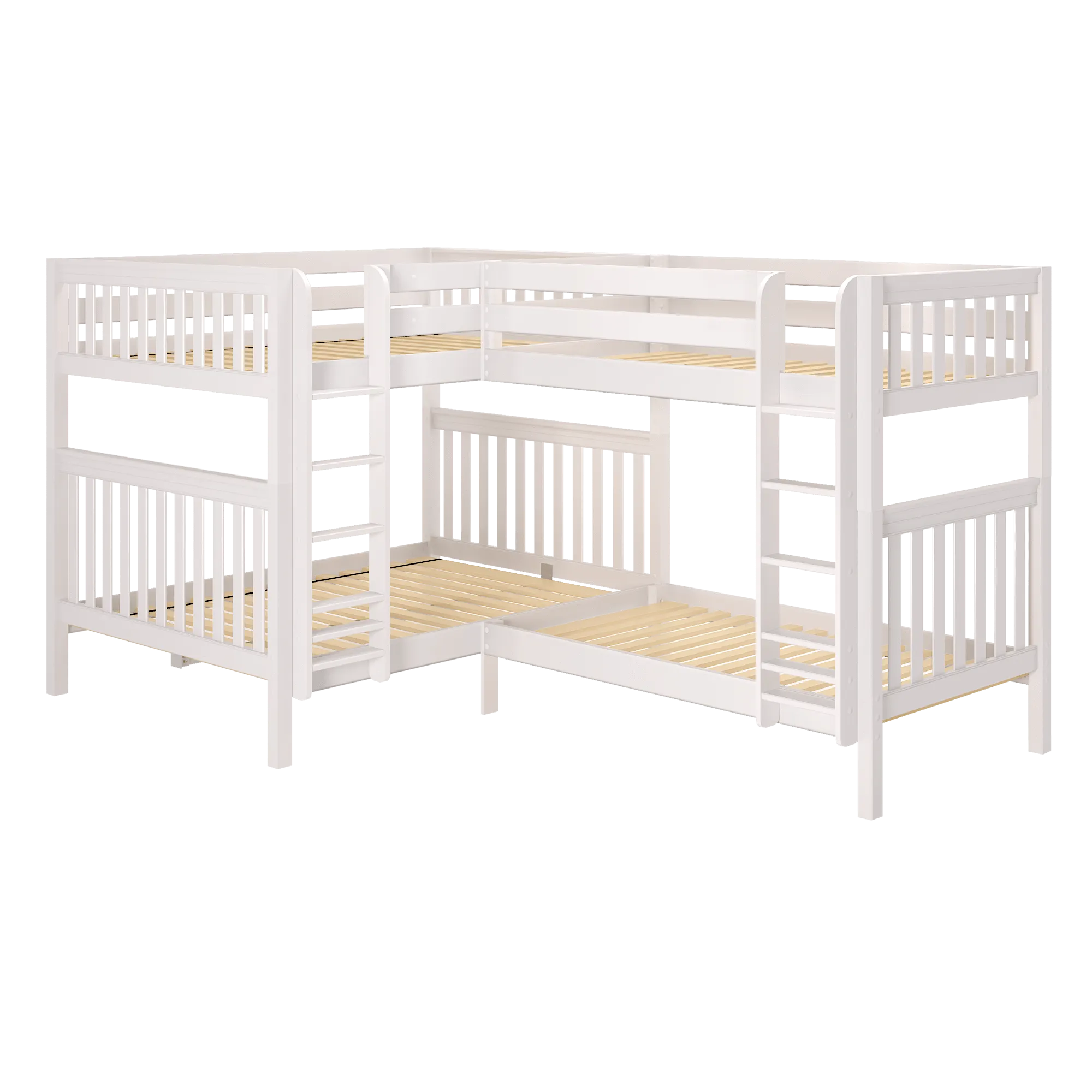 Maxtrix High Corner Bunk Bed - Queen over Queen   Twin XL over Twin XL