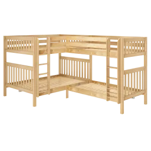 Maxtrix High Corner Bunk Bed - Queen over Queen   Twin XL over Twin XL
